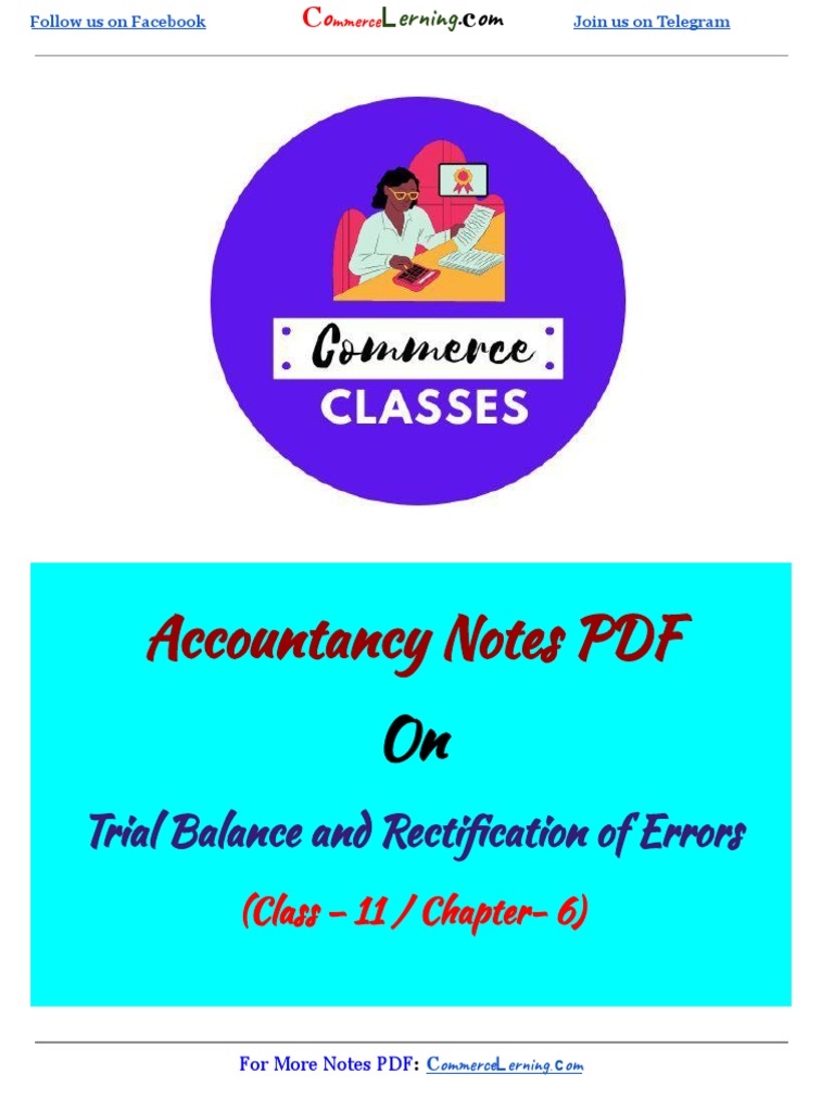 Class 11 Accountancy: Trial Balance Notes | PDF | Debits And Credits ...