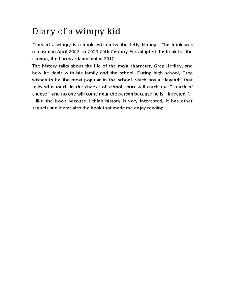 Summary of Diary of a Wimpy Kid PDF Mystery, Thriller