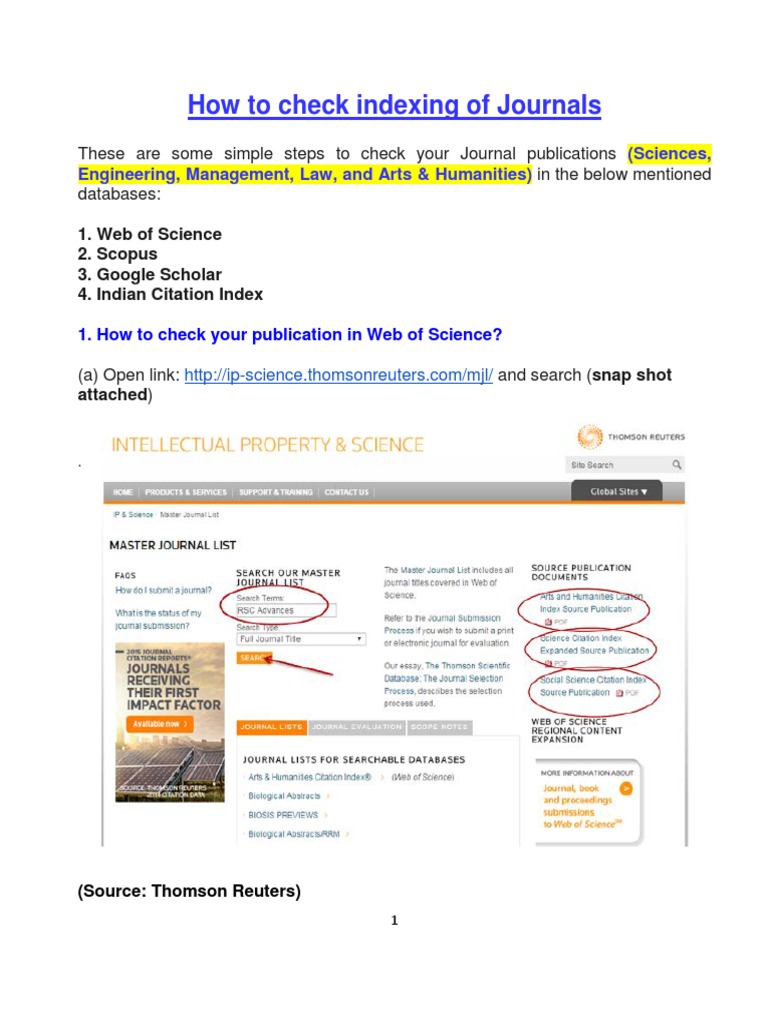 How To Check Indexing of Journals | PDF