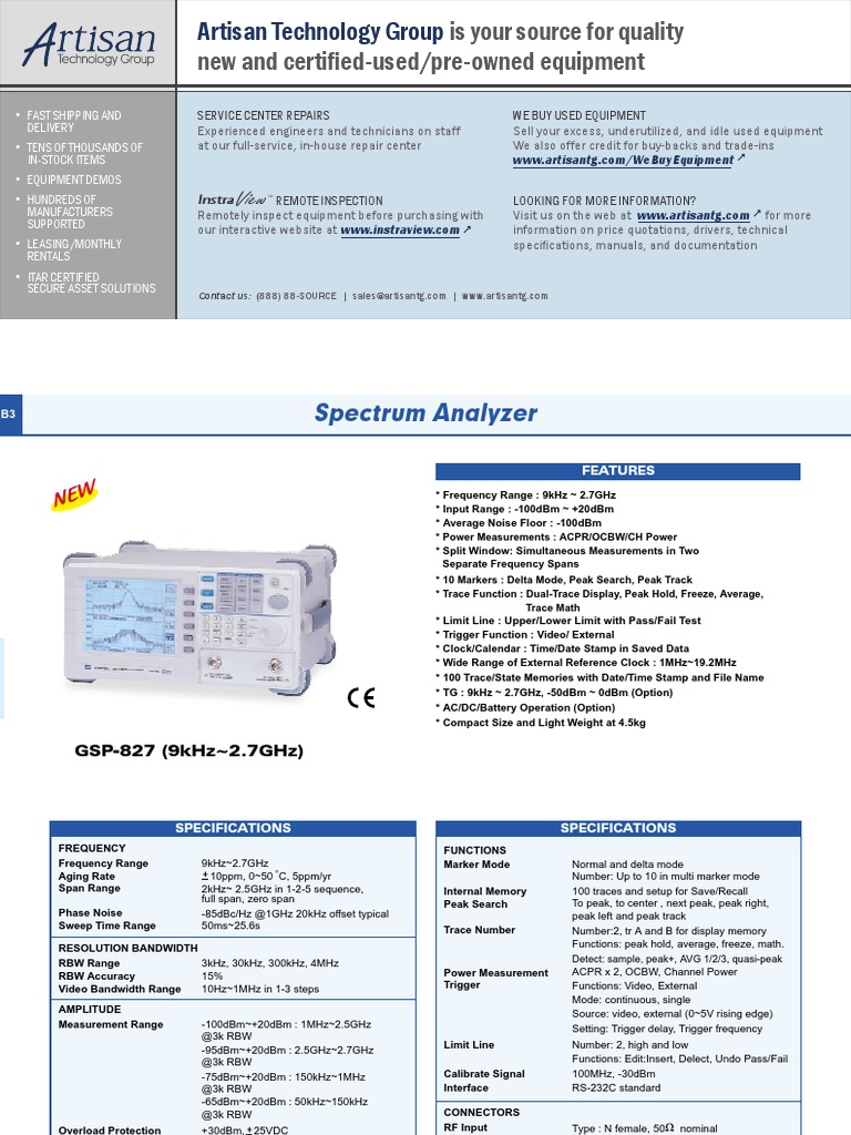 GSP-827 Spectrum Analyzer Overview | PDF | Electrical Engineering ...