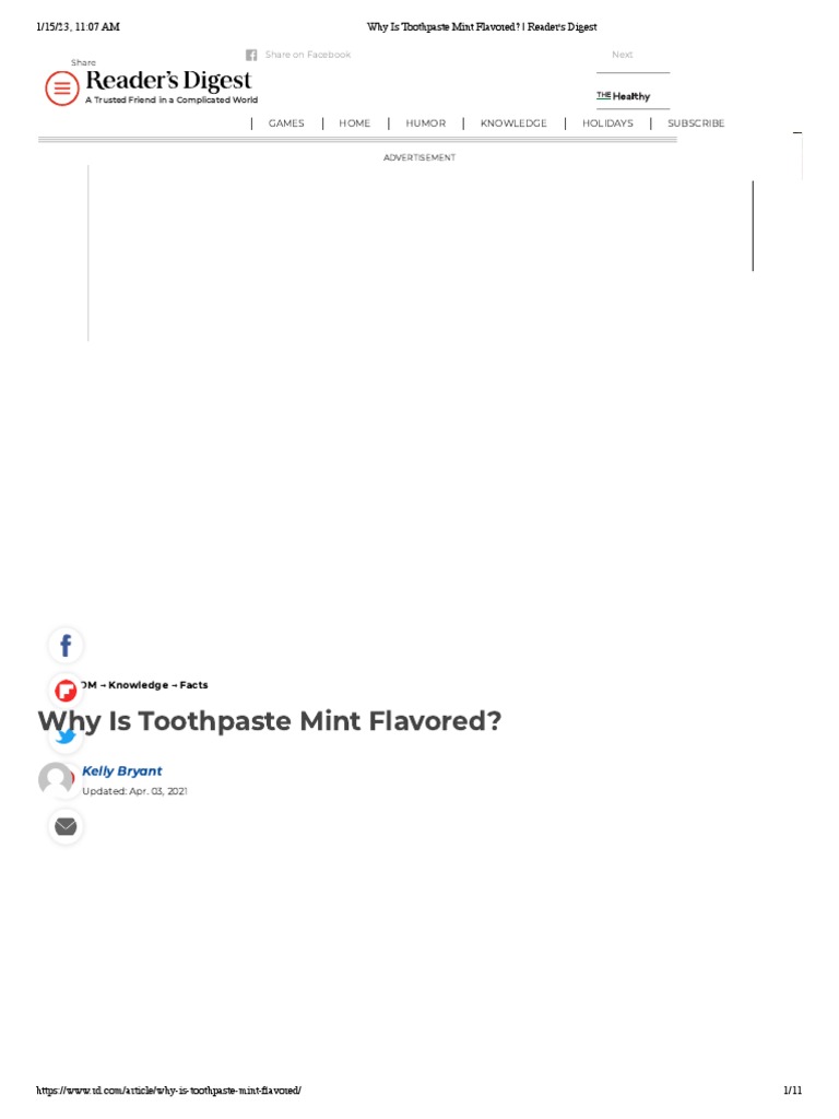 Why Is Toothpaste Mint Flavored PDF Taste Mentha