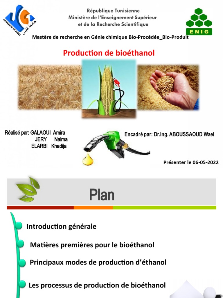 1 : Les domaines d'utilisation de bioéthanol.