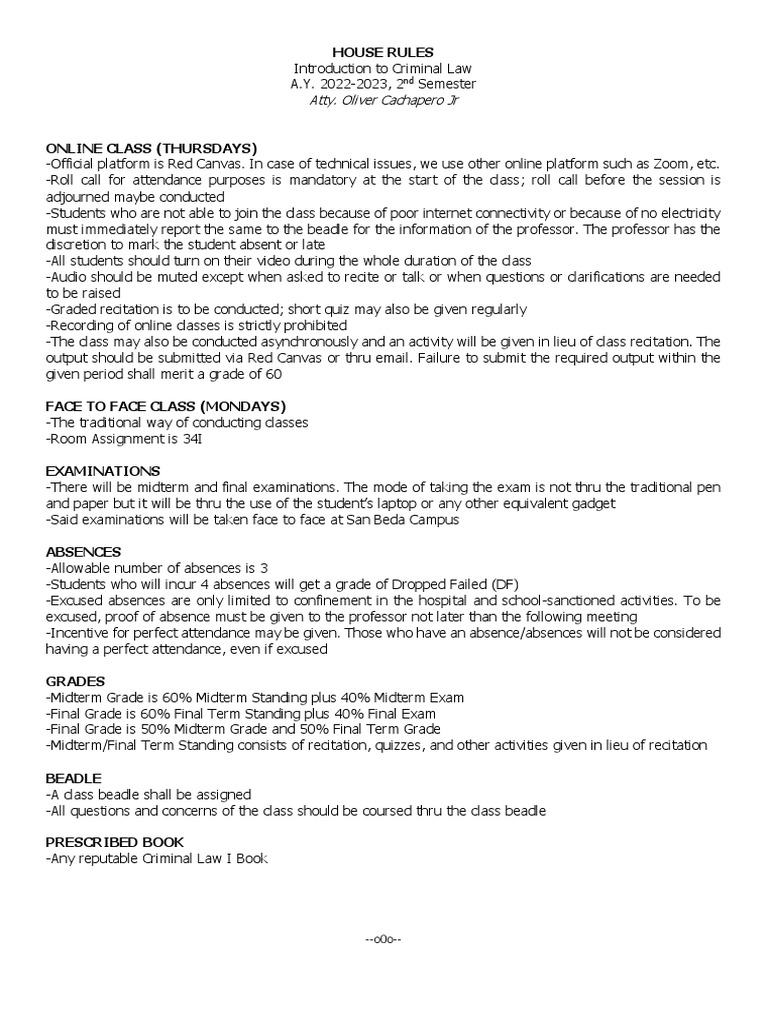 Crim Law Primer Beda 2023 | PDF | Felony | Criminal Law