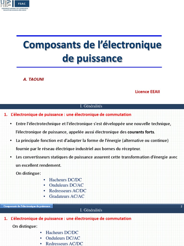 Composants de L Electronique de Puissance | PDF | Électronique de ...