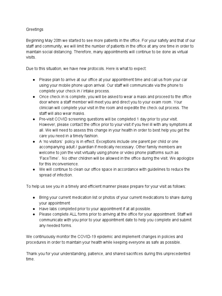 In Office Visit Information English Download Free PDF Patient