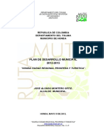 Plan de Desarrollo Municipal 2012-2015: Republica de Colombia Departamento Del Tolima Municipio de Honda