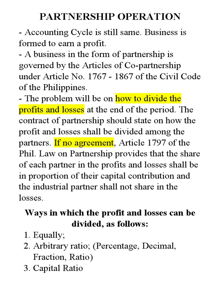 Profit Distribution in Partnerships | PDF | Partnership | Debits And ...