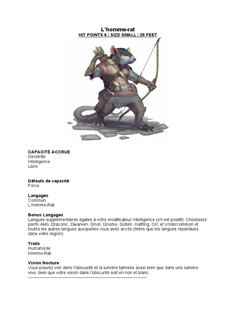 Capacités et Traits de l'Homme-Rat | PDF | Histoire