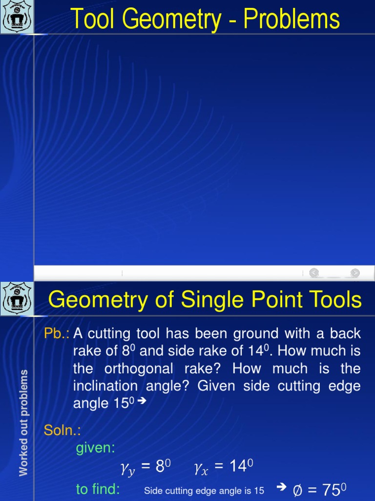 Tool Geometry Calculations and Problems | PDF | Machining | Building ...