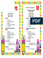 Tematicas de Lengua Castellana Cuarto 1P