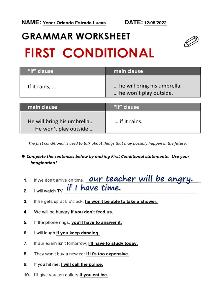First Conditional - Worksheet | PDF