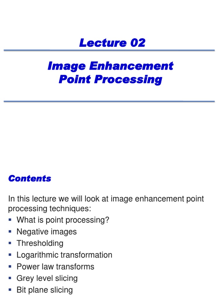Point Processing Techniques in Image Enhancement | PDF | Logarithm ...