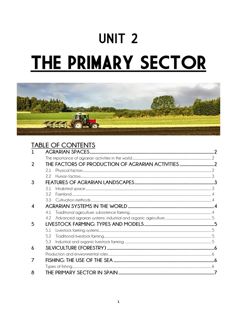 Textbook Unit 2 The Primary Sector PDF Agriculture Livestock