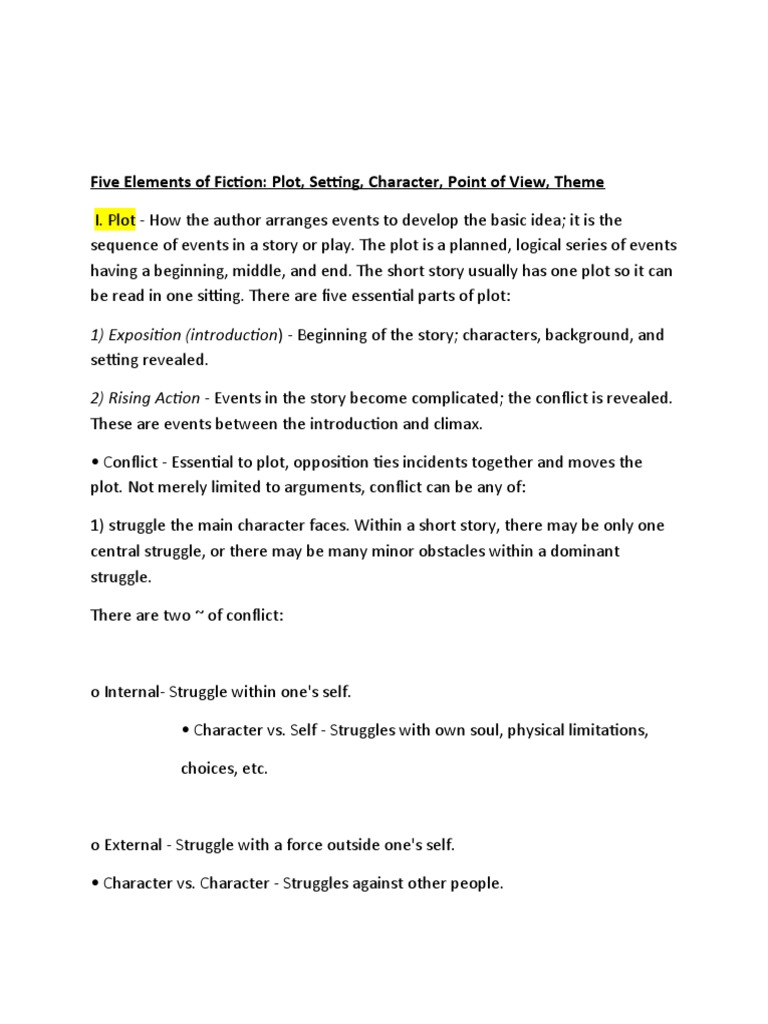 Understanding Fiction: Key Elements Explained | PDF | Narration | Plot ...