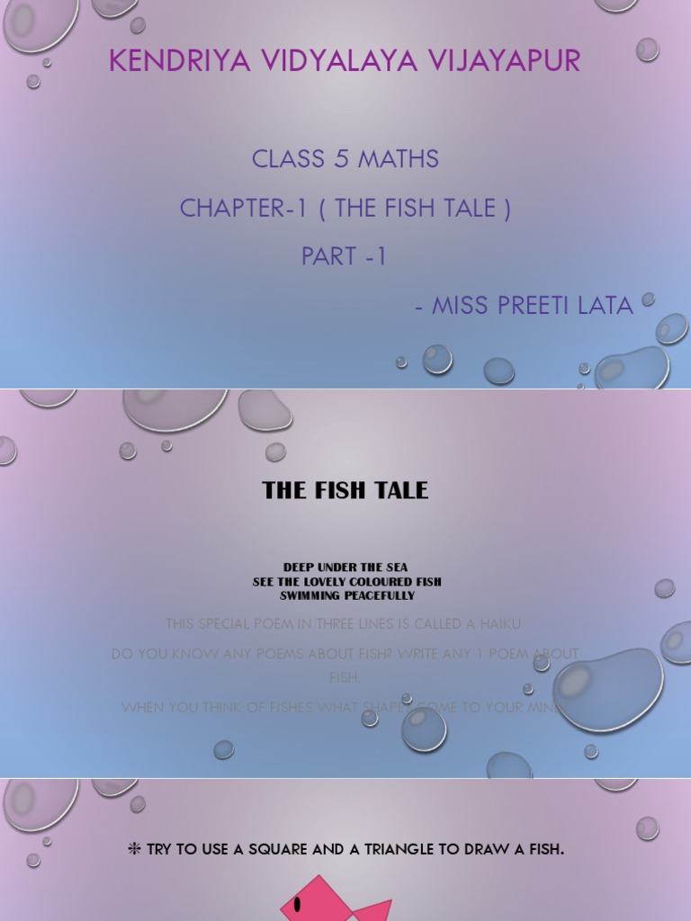 CLASS V MATHS The Fish Tale Worksheet PDF Speed