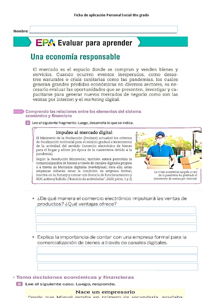 Ficha de Aplicación Personal Social 6to Grado 14-Dic | PDF ...