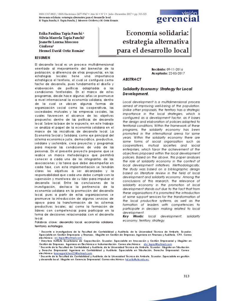Economía Solidaria - Estrategia Alternativa para El Desarrollo Local ...