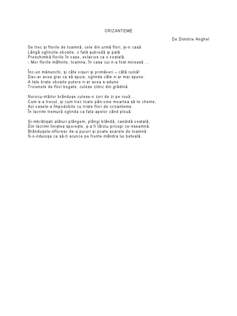 CRIZANTEME de Dimitrie Anghel | PDF
