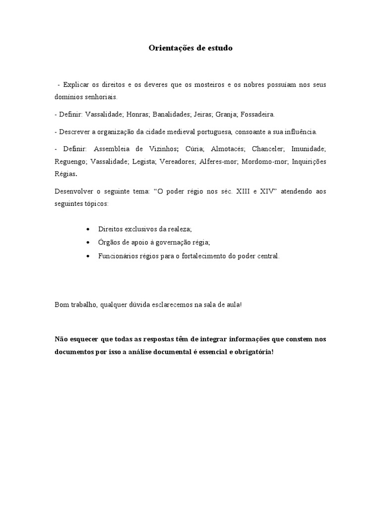 Estrutura Feudal e Poder Régio Medieval | PDF