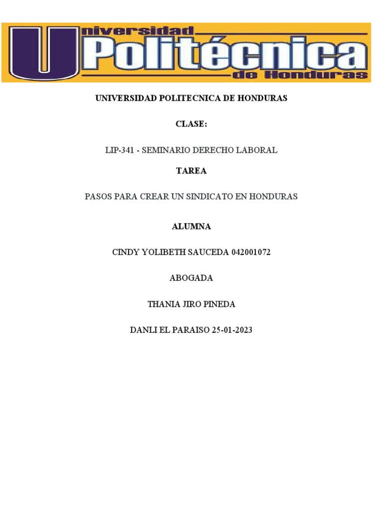 Pasos para Crear un Sindicato en Honduras | PDF | Sindicato | Justicia