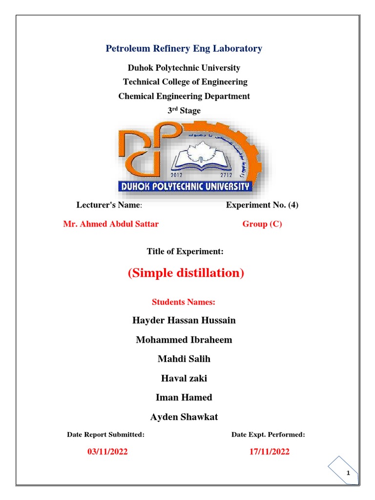 Simple Distillation Petroleum Pdf Distillation Vapor