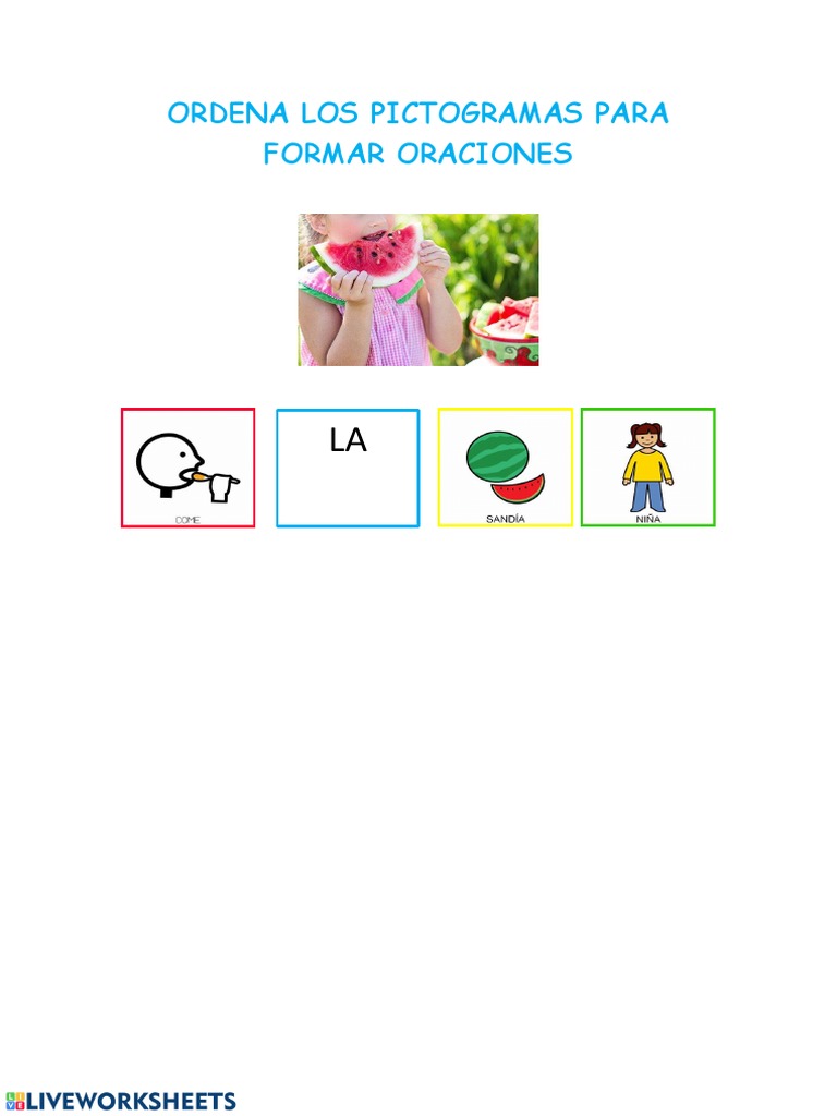 Actividades para formar oraciones con pictogramas | PDF
