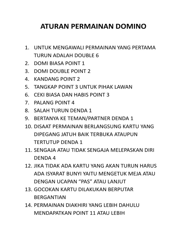 Aturan Permainan Domino | PDF