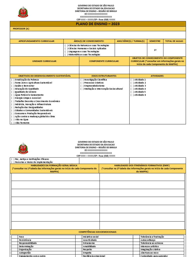 Plano de Ensino - Aprofundamento Curricular - 1 - Semestre | PDF ...