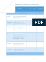 Lista de Cotejo para La Evaluación de Presentación en Diapositivas
