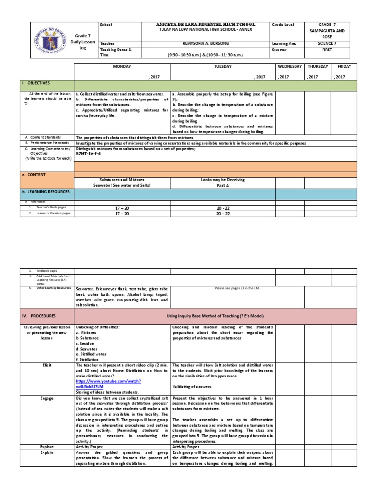 Grade 7 Science Lesson on Mixtures | PDF | Distillation | Water