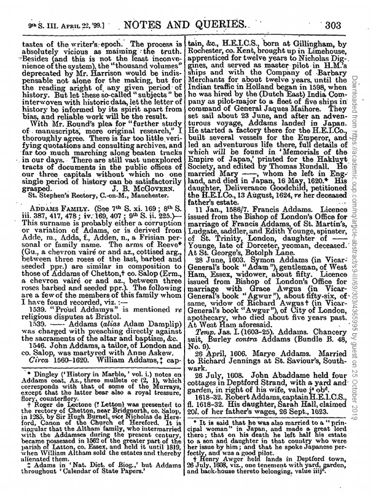 (Notes and Queries 1899Apr 22 Vol. s9III Iss. 69) Talbot, James
