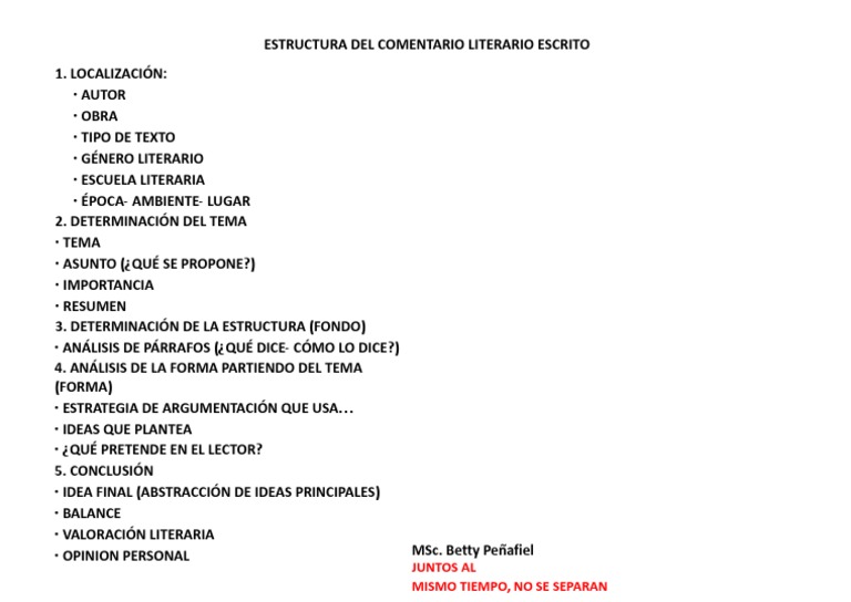 Estructura Del Comentario Literario Escrito | PDF