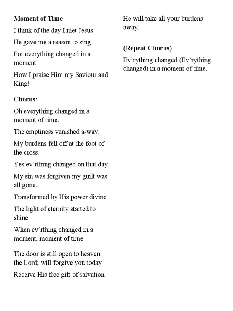 Everything Changed in a Moment of Time PDF