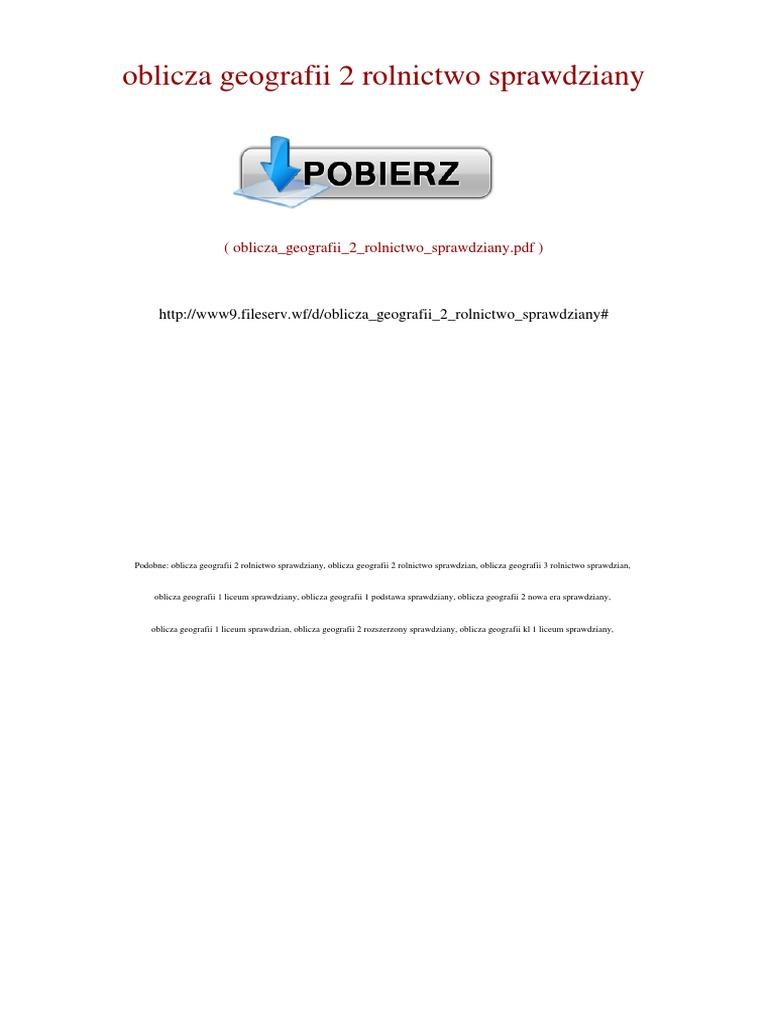 Rolnictwo Sprawdzian Oblicza Geografii 2