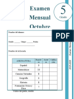 5to Grado - Examen Mensual Octubre (2019-2020)