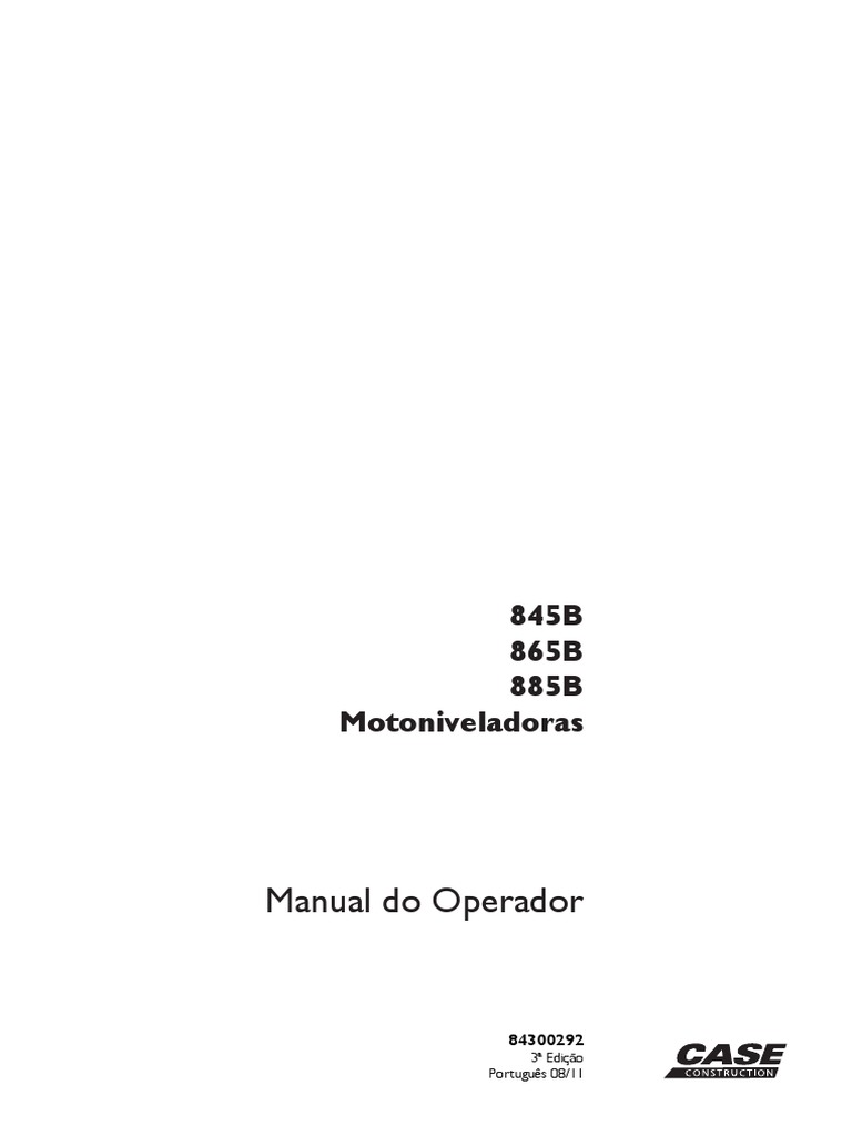 Manual Do Operador: 845B 865B 885B Motoniveladoras | PDF | Tráfego | Motores