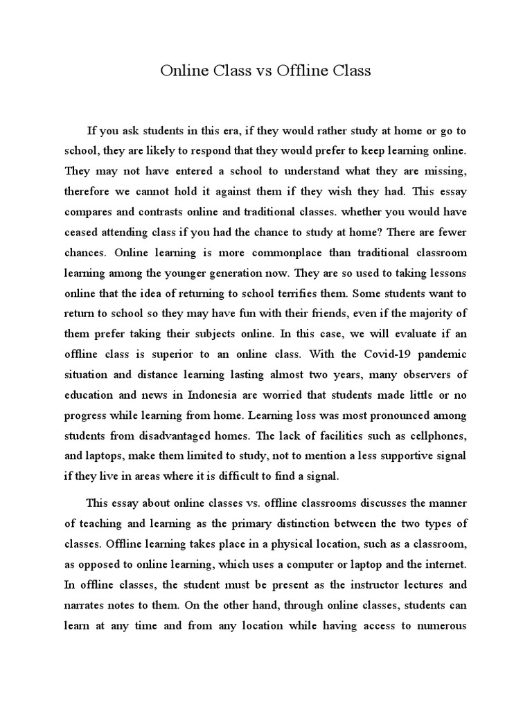 Online Class Vs Offline Class Download Free Pdf Educational