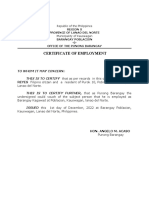 Certificate of Employment Barangay Poblacion Kauswagan Lanao del Norte