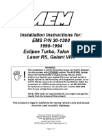 Installation Instructions For: EMS P/N 30-1300 1990-1994 Eclipse Turbo, Talon Tsi, Laser RS, Galant VR4