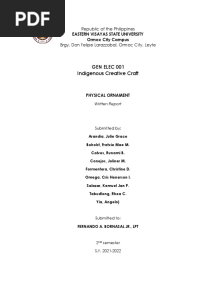 (Edited) WRITTEN REPORT in Physical Ornament