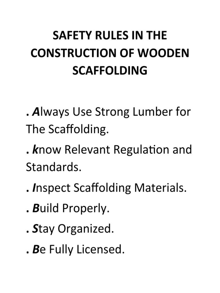 Safety Rules in The Construction of Wooden Scaffolding PDF