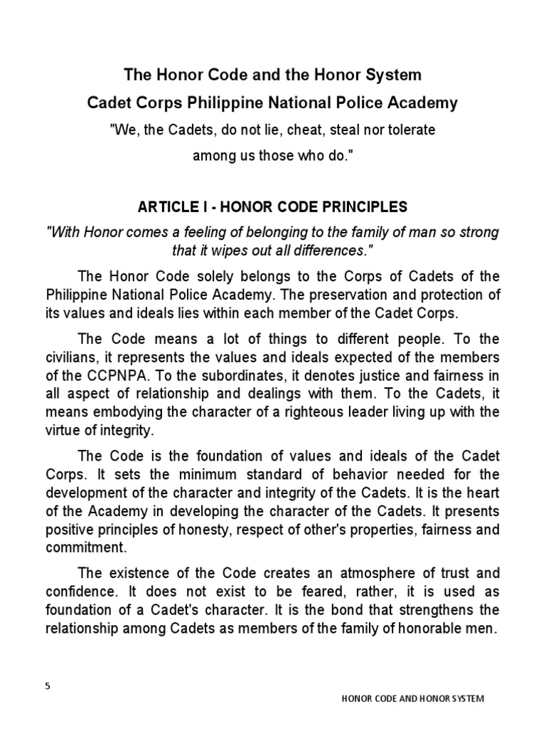 Academic Honor Code Examples