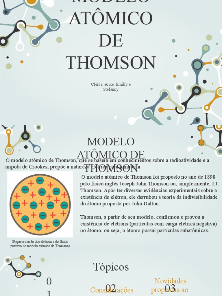 Modelo Atômico de Thomson | PDF | Elétron | Carga elétrica