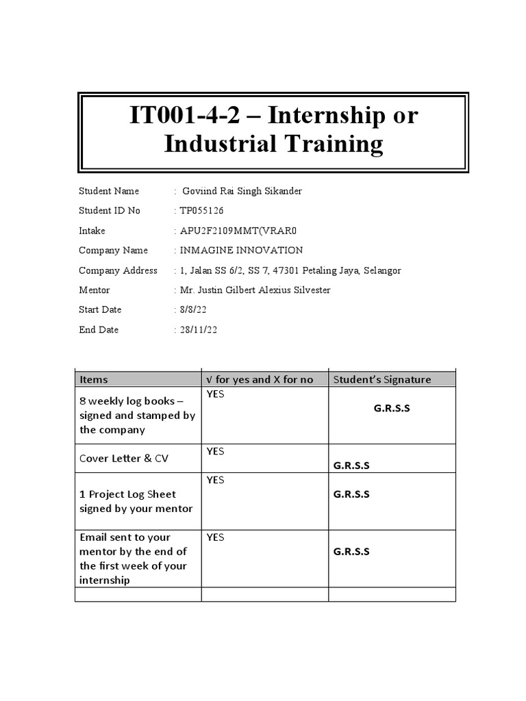 Internship Log Book Documentation | PDF | Computing | Information ...