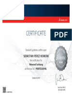 Dassault Systèmes certificate for SOLIDWORKS Advanced Surfacing certification