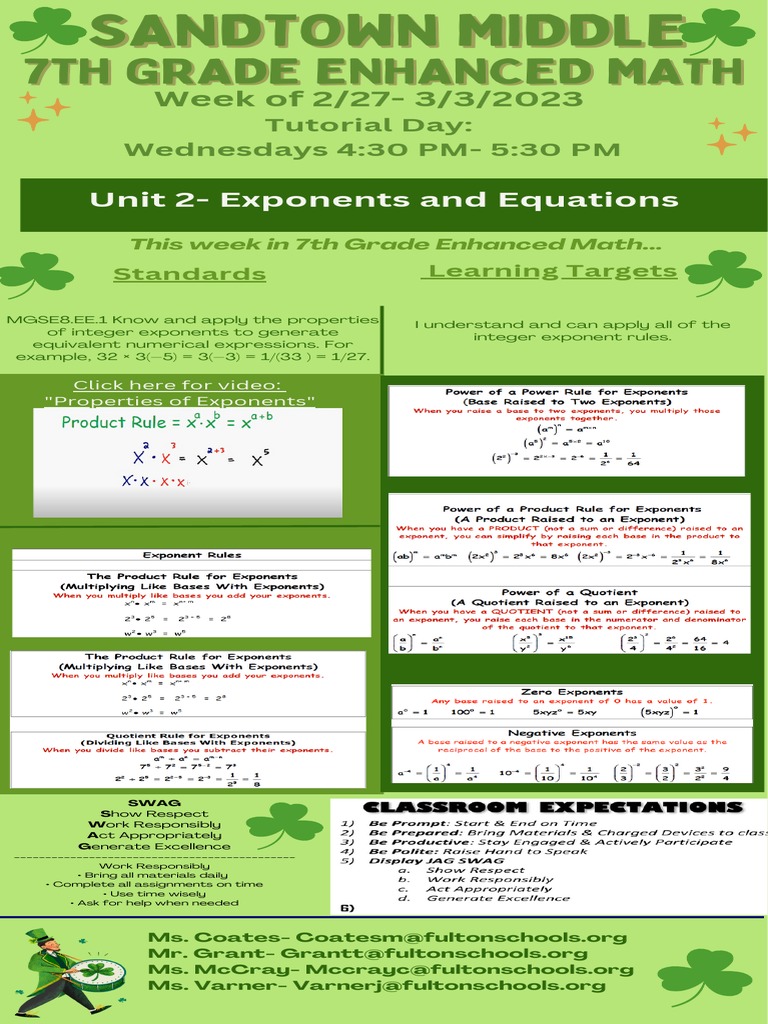 7th Grade Enhanced Math For Parents 227-332023 | PDF