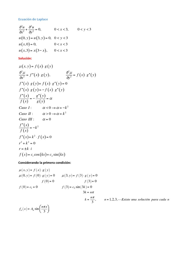 Ecuación de Laplace PDF Ecuaciones diferenciales