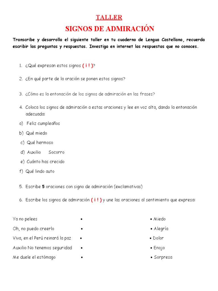 Taller Signos de Admiración 4 | PDF