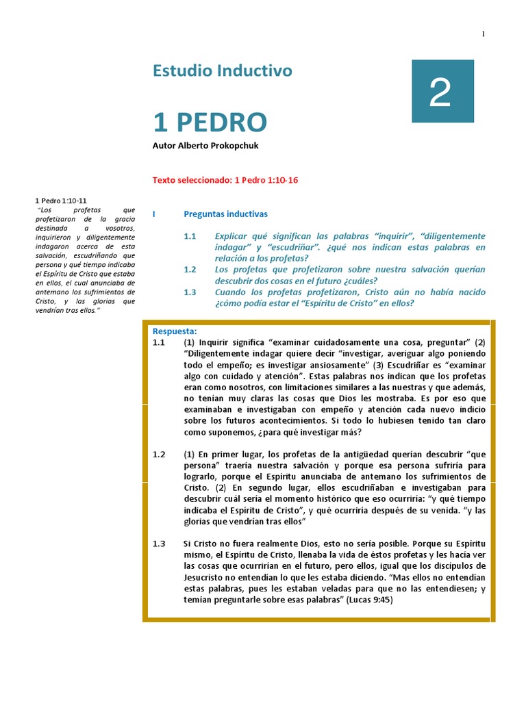 Estudio Inductivo de 1 Pedro | PDF | Cristo (título) | Gracia divina