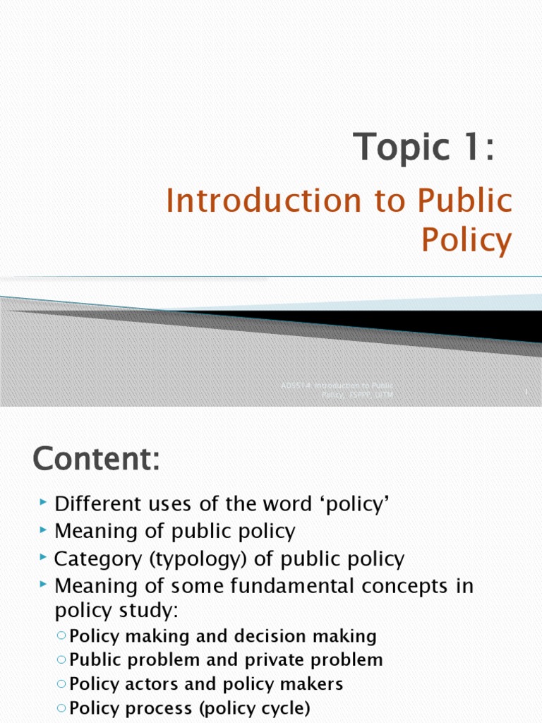 Introduction To Public Policy